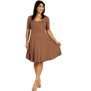 Maternity Knee Length A-Line Elbow Sleeve Dress - 24seven Comfort Apparel™ - 1 of 4