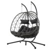 Double Egg Swing Chair with Stand Weather Proof Patio Hanging Egg Chair Swing Hammock Seat with Cushion Headrest for Indoor Outdoor Dark Gray - 4 of 4