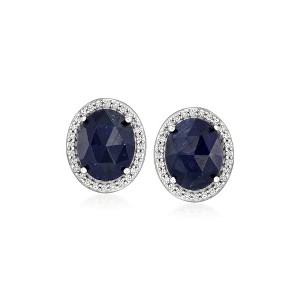 Ross-Simons 8.00 ct. t.w. Sapphire and .30 ct. t.w. White Topaz Earrings in Sterling Silver - 1 of 3