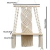 Aoibox Macrame Wall Hanging Shelf for Plants, Boho Style Wooden Floating Shelves, Indoor Outdoor Decorative Rope Shelving - 3 of 4