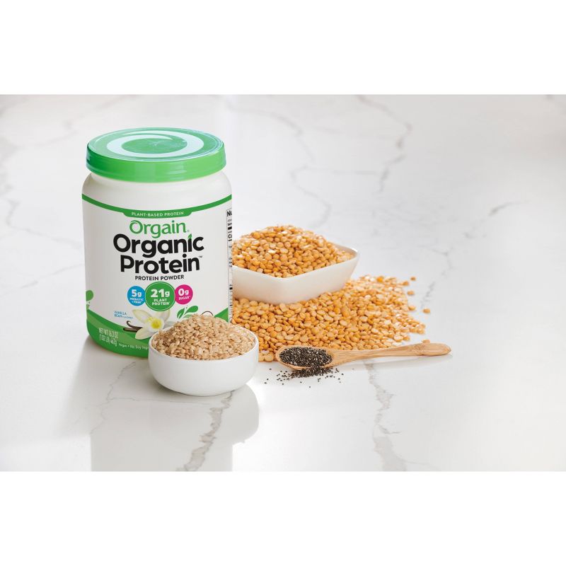 Orgain Organic Vegan Plant Based Protein Powder - Vanilla Bean - 16.32oz, 5 of 12