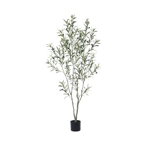Kazeila 5FT Artificial Plastic Olive Tree in Pot, Pre Potted Faux Greenry Olive Tree for Home Decor - 1 of 4