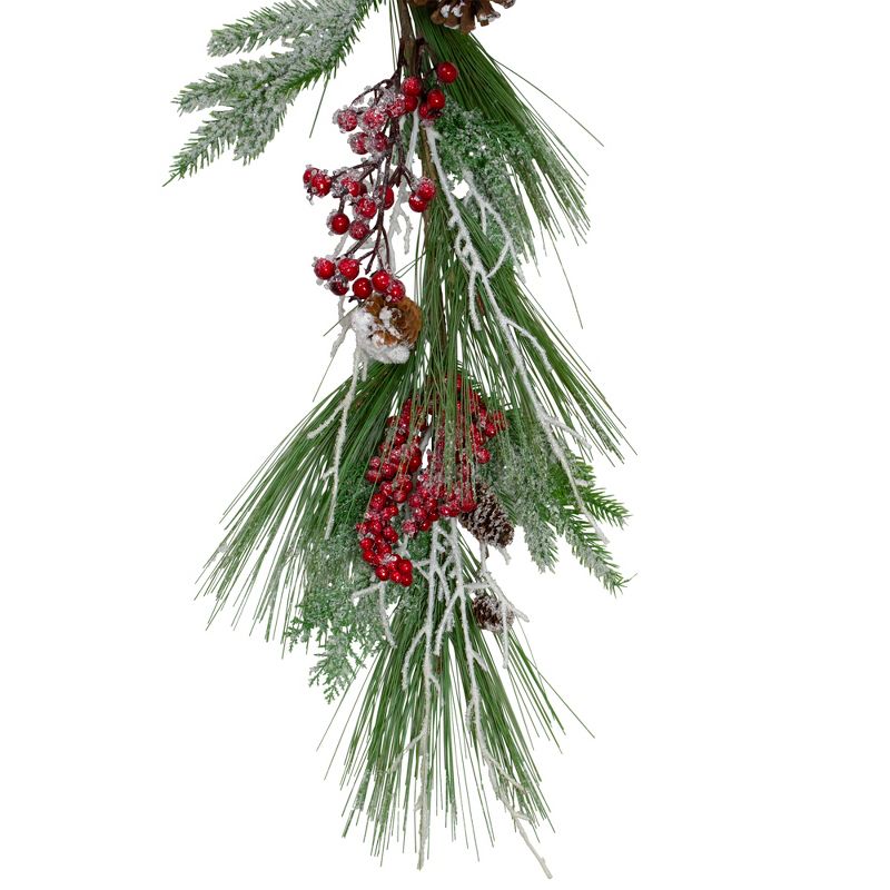 Northlight 5.75' x 7" Green and Red Frosted Berries and Pinecones Artificial Christmas Garland - Unlit, 3 of 6