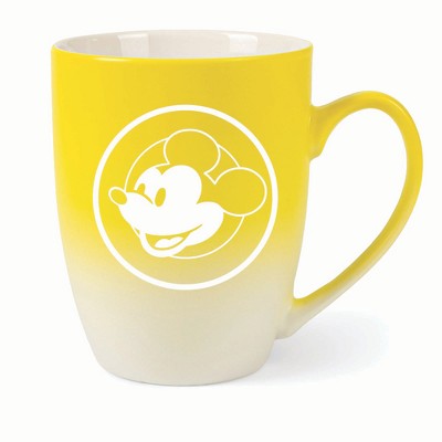 Elanze Designs Steamboat Willie Face Two Toned Ombre Matte 10 ounce New Bone China Coffee Tea Cup Mug, Yellow and White