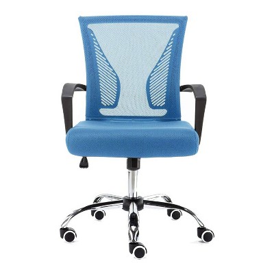 Modern Home Zuna Ergonomic Design Breathable Mesh Modern Mid Back Office Desk Chair with Lumbar Support, Steel Base, and Rolling Wheels, Black & Blue