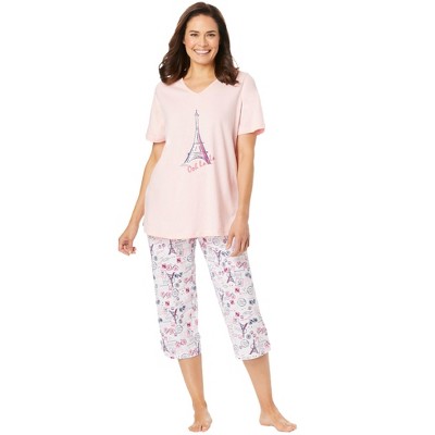 Dreams & Co. Plus Size 2-Piece Capri PJ Set