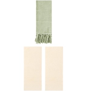 REGALWOVEN 3 Packs Striped and Tassels Bathroom Hand Towel 14" x 30" - 1 of 4