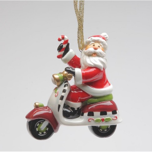 Kevins Gift Shoppe Ceramic Santa Claus Riding Scooter Ornament - image 1 of 3