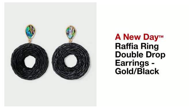Raffia Ring Double Drop Earrings - A New Day&#8482; Gold/Black, 2 of 8, play video
