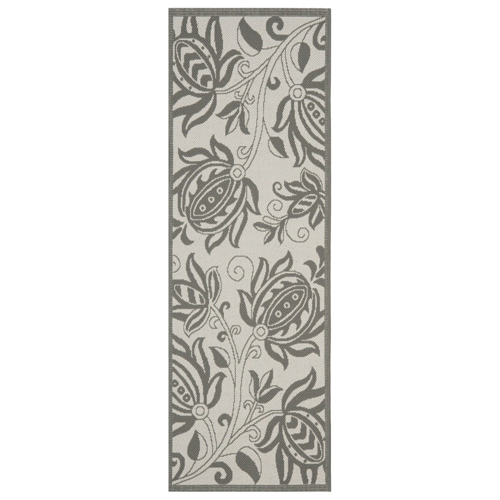 Lyla 2'3in X 10' Runner Outer Patio Rug - Light Gray / Anthracite - Safavieh