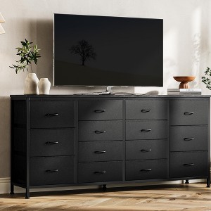 Dresser TV Stand 63'' W for 65 70 75 Inch TV  Long Fabric Dresser with 14  Drawers, Entertainment Center for Bedroom Living Room, Black : Target