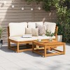 Garden Lounge Set Cream white Solid acacia wood, Polyester Medium vidaXL - 3 of 4
