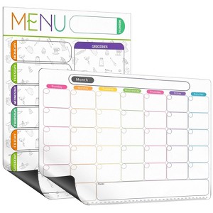 Garnen Fridge Calendar Magnetic for Monthly Weekly Daily Planner, Magnetic Dry Erase Calendar for Refrigerator with Weekly Meal Planner & Grocery List - 1 of 4