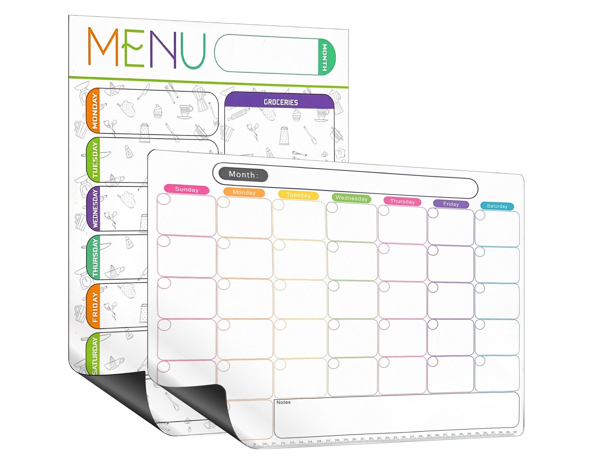 Garnen Fridge Calendar Magnetic for Monthly Weekly Daily Planner, Magnetic Dry Erase Calendar for Refrigerator with Weekly Meal Planner & Grocery List