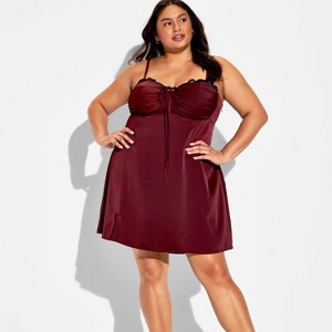 Women's Lace Trim Satin Bustier Mini A-Line Dress - Wild Fable™ - 1 of 3