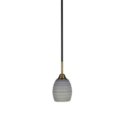 Toltec Lighting Paramount 1 - Light Pendant in  Matte Black/Brass with 5" Gray Matrix Shade