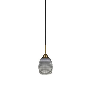 Toltec Lighting Paramount 1 - Light Pendant in  Matte Black/Brass with 5" Gray Matrix Shade - 1 of 1