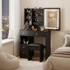 FONTOI 29.2"W/37"W/41"W Makeup Vanity Table Desk with Mirror Left Bedside Cabinet Stool Dresser Set for Woman Bedroom Dressing Room, Black/White - 2 of 4