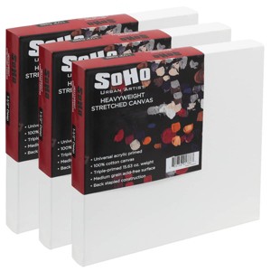 SoHo Urban Artist, Heavyweight Stretched Cotton Canvas for Painting - 1.5" Deep- 3 Pack, Triple Primed, 100% Cotton, Acid-Free, Archival, Universal - 1 of 4