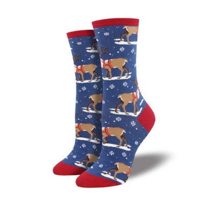 Novelty Socks 14.0" Winter Riendeer Crew Womens Christmas Rudolph Socksmith  -  Socks
