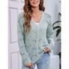 Coolmee Women's Lightweight Crochet Cardigan Casual V Neck Long Sleeve Button up Bolero Shrug Sweater - 2 of 4