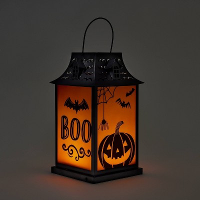 Falloween Light Up Small Orange And Black Halloween Decorative Metal Lantern - Hyde & Eek! Boutique™ : Target