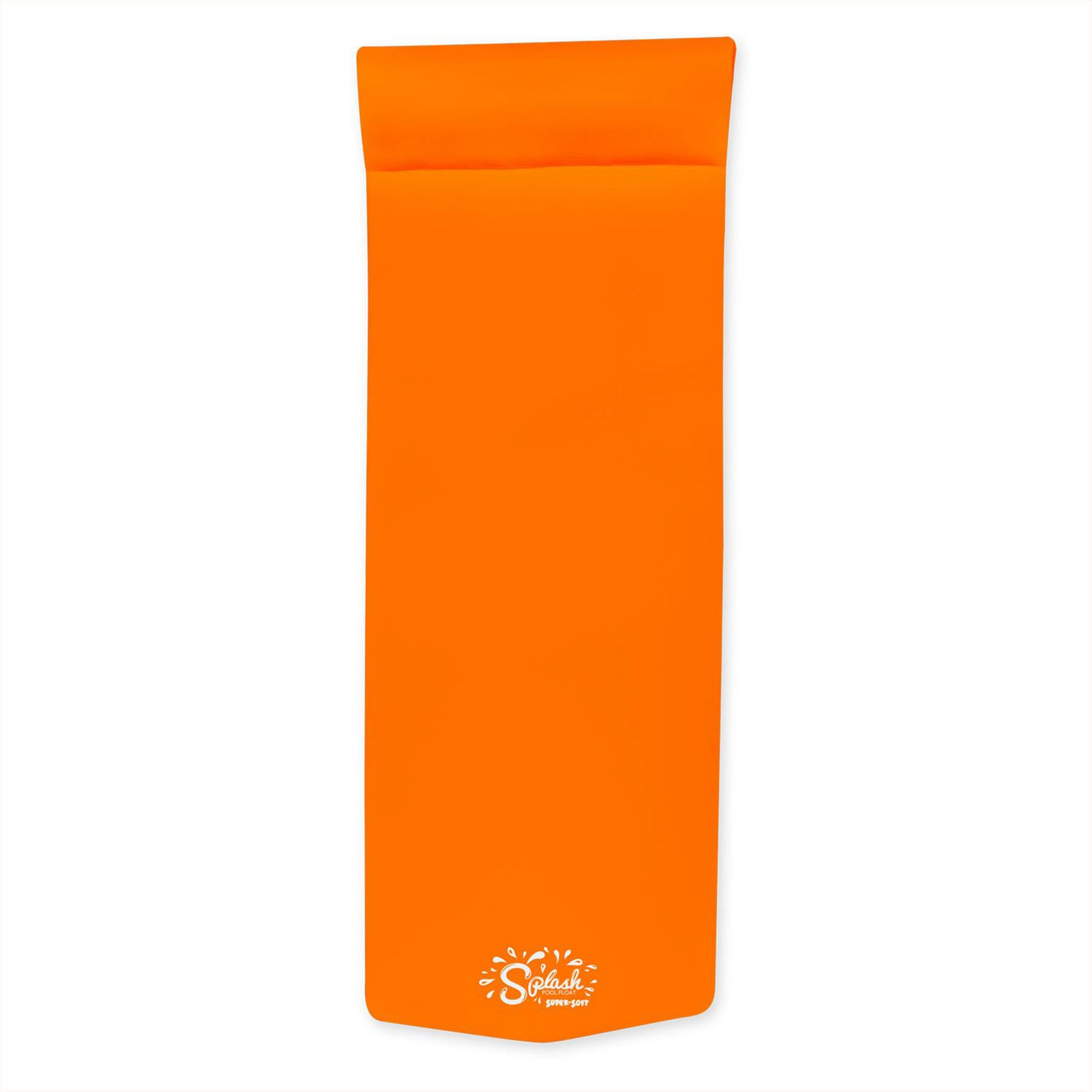 TRC Recreation Splash 1.25 Inch Thick Foam Swimming Pool Float Mat Large Adult Lounger with Built-In Roll Pillow, Sunset Orange