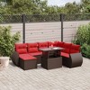 vidaXL 8 Piece Garden Sofa Set with Cushions Brown Poly Rattan - Brown - 2 of 4