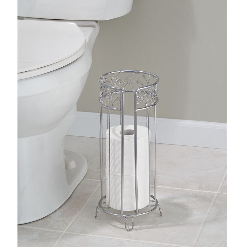 mDesign Decorative Metal Toilet Paper Storage Holder Stand, 3 Rolls, 3 of 5