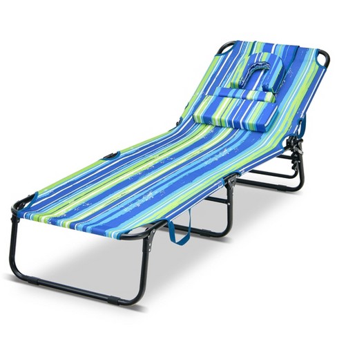 Tangkula 5 position Lounge Chair Adjustable Beach Chaise W Face