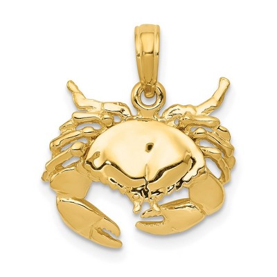 Black Bow Jewelry 14k Yellow Gold Stone Crab Pendant, 16mm