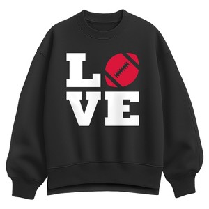 Women's Instant Message Love Football Oversized Fleece Crew