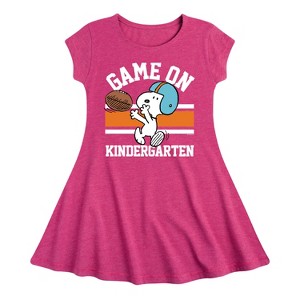 Girls' - Peanuts - Game On Kindergarten Fit & Flair Cap Sleeve Dress - 1 of 2
