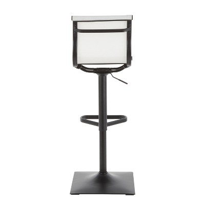 Mirage 47'' Adjustable Swivel Barstool in Black Metal and White Mesh