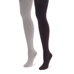 MUK LUKS Womens 2 Pair Pack Fleece Lined Tights - 1 of 4