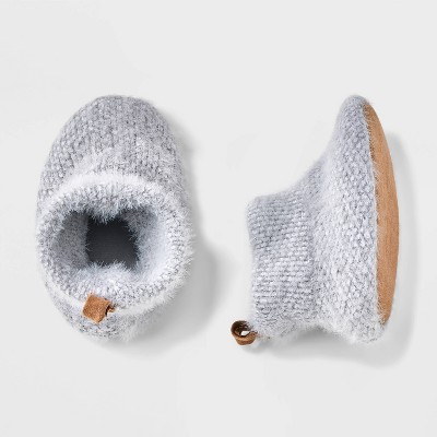 Image of Baby Feathered Heavyweight Knitted Slippers - Cloud Island™ Gray 3-6M
