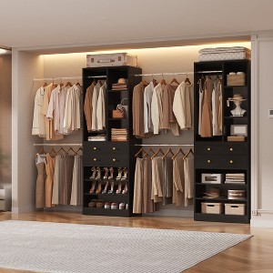 Besiost Freestanding Closet Storage System with Shoes Shelf and Hanging Rods, Walk-In Closet Organizer with Drawers - 1 of 4