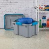 Sterilite 20gal Gasket Tote Gray with Blue Latches: Stackable Plastic Storage Bin with Lid & Handles, Universal Utility Tubs - image 3 of 4