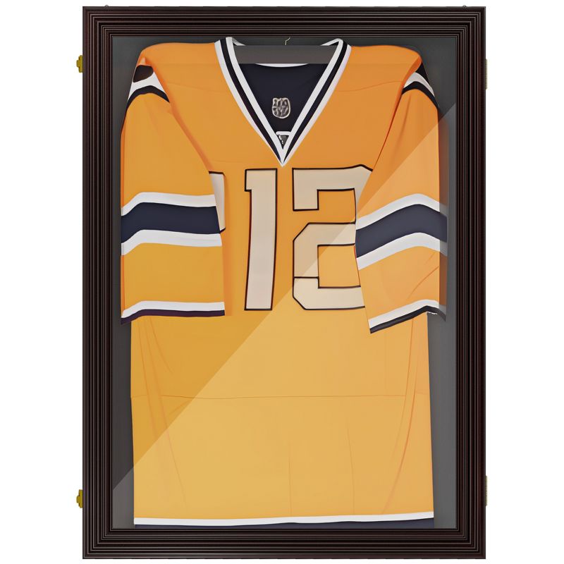 HOMCOM 26" x 35" Jersey Frame Display Case, UV-Resistant Jersey Shadow Box with 2 Keys, Hanger, Cherry Brown, 4 of 7