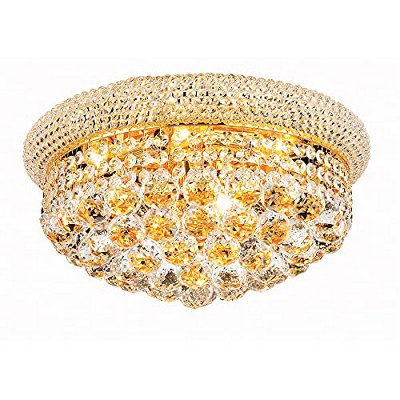 Gold Royal Cut Crystal Flush Mount Chandelier