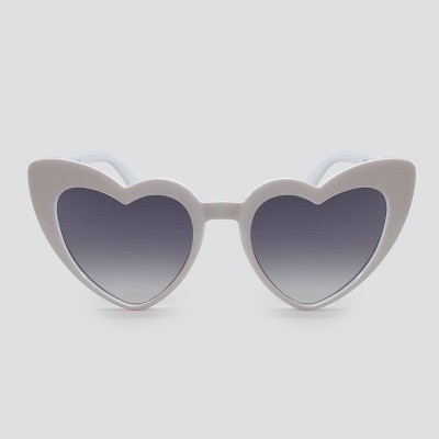 Women's Heart Shaped Plastic Silhouette Sunglasses - Wild Fable™ White