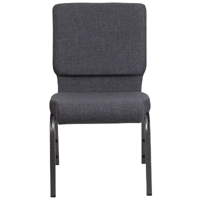 Elegant Dark Gray Fabric Stacking Chair with Silver Vein Metal Frame