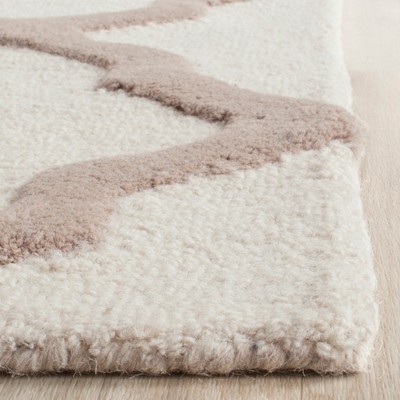 Ivory and Beige Hand-Tufted Wool Area Rug, 30" x 16"