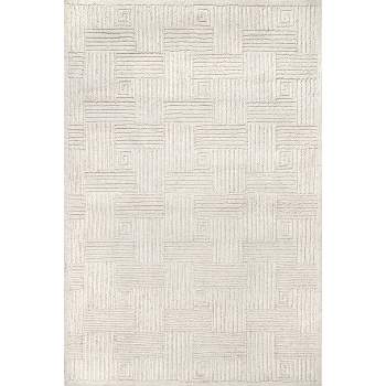nuLOOM Mallory Hand Hooked Wool Geometric High Low Textured Area Rug