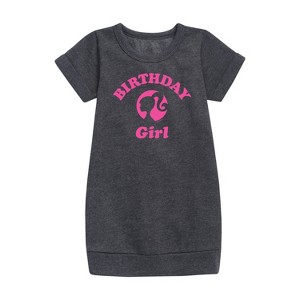 - Barbie - Birthday Girl Graphic Short Sleeve Fleece Dress - 1 of 3
