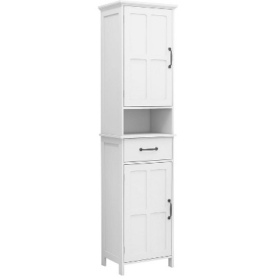 65in Tall Bathroom Storage Cabinet with 2 Doors and 1 Drawers Adjustable Shelves, Narrow Height Slim Freestanding Cabinet for Bathroom, White