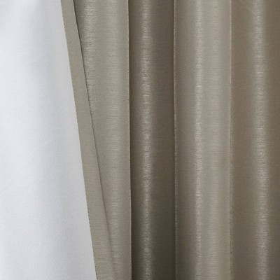 Pewter Faux Silk Total Blackout Tab Top Curtains