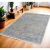 Gray Blue and Tan Abstract Hand Woven Distressed Area Rug With Fringe - 2 of 4