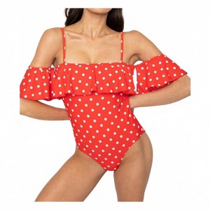 Women's Polka Dot Off Shoulder One Piece - MARINA WEST SWIM - 1 of 4