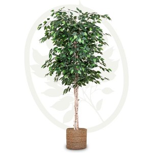 Maia Shop Artificial Ficus Tree Faux Silk Tropical Home Decoration with Realistic Leaves and Trunks Ideal for Home and Office - 1 of 4